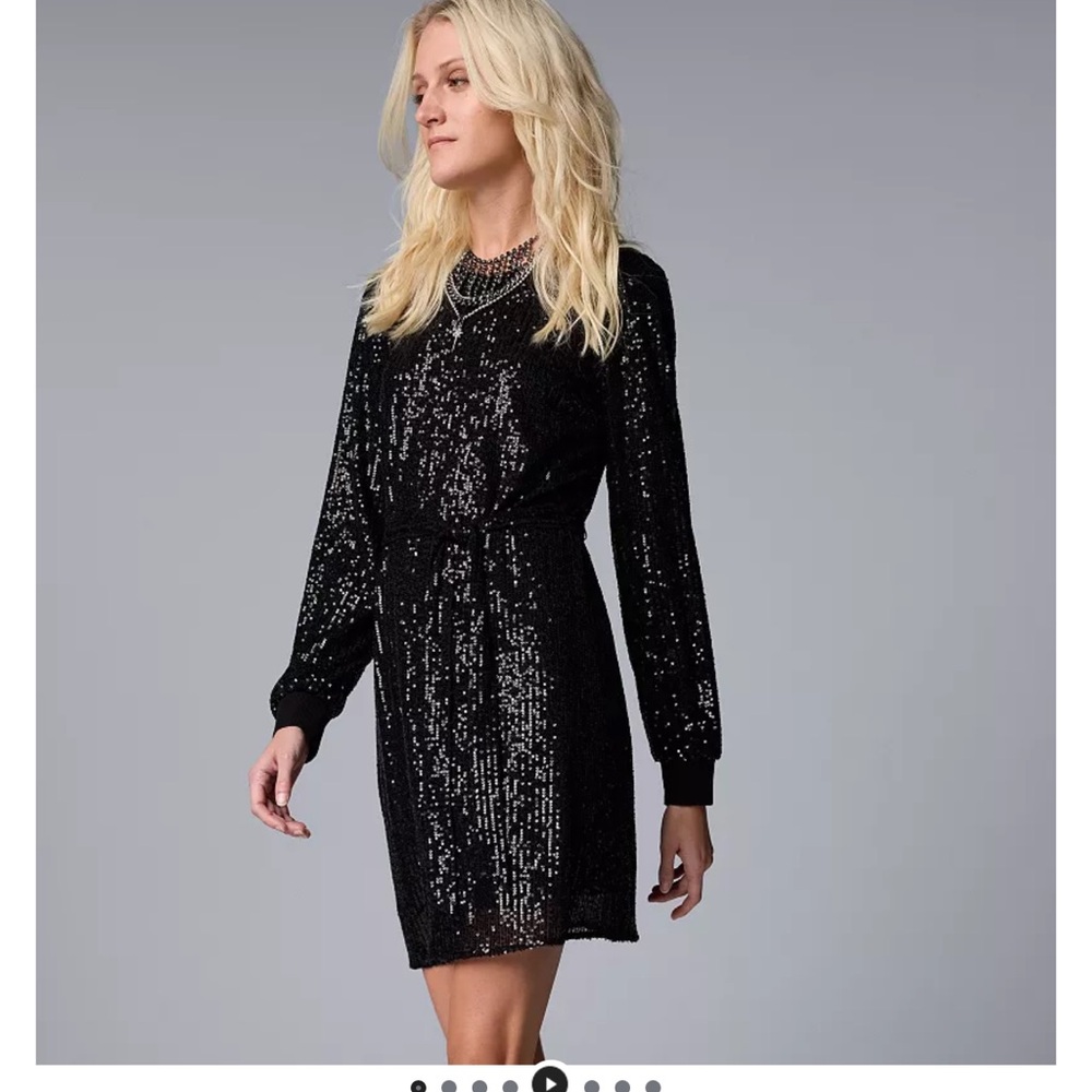 NWT SIMPLY VERA SEQUIN BLACK DRESS
